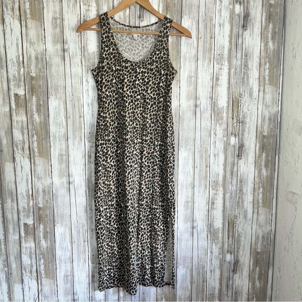 J.Crew Leopard Print Midi Dress XXS Sleeveless Cotton Fitted Casual Summer Dress - Picture 2 of 9